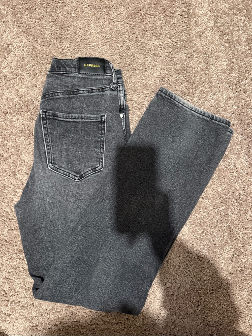 Express High-Rise Women's Straight Jeans in Charcoal Gray